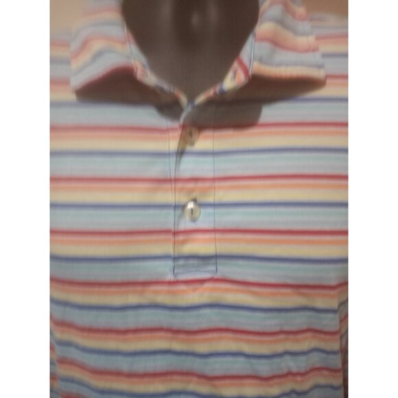 Peter Millar XL Pima Cotton Soft Golf Shirt Rainbow Striped Performance Polo - Picture 2 of 12